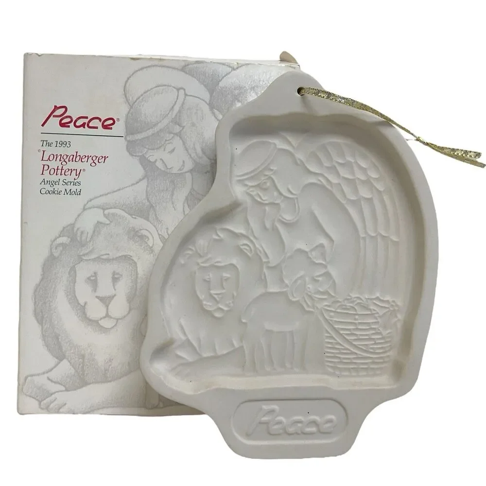 NIB Vintage 1993 Longaberger Pottery Angel Series Cookie Mold Peace‎ Christmas